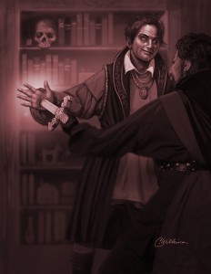 A would-be assassin stabs a vampire in the Elizabethan era.