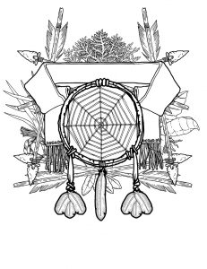 The symbol assembled in Photoshop. The smaller feathers are copies of the longer one compressed.